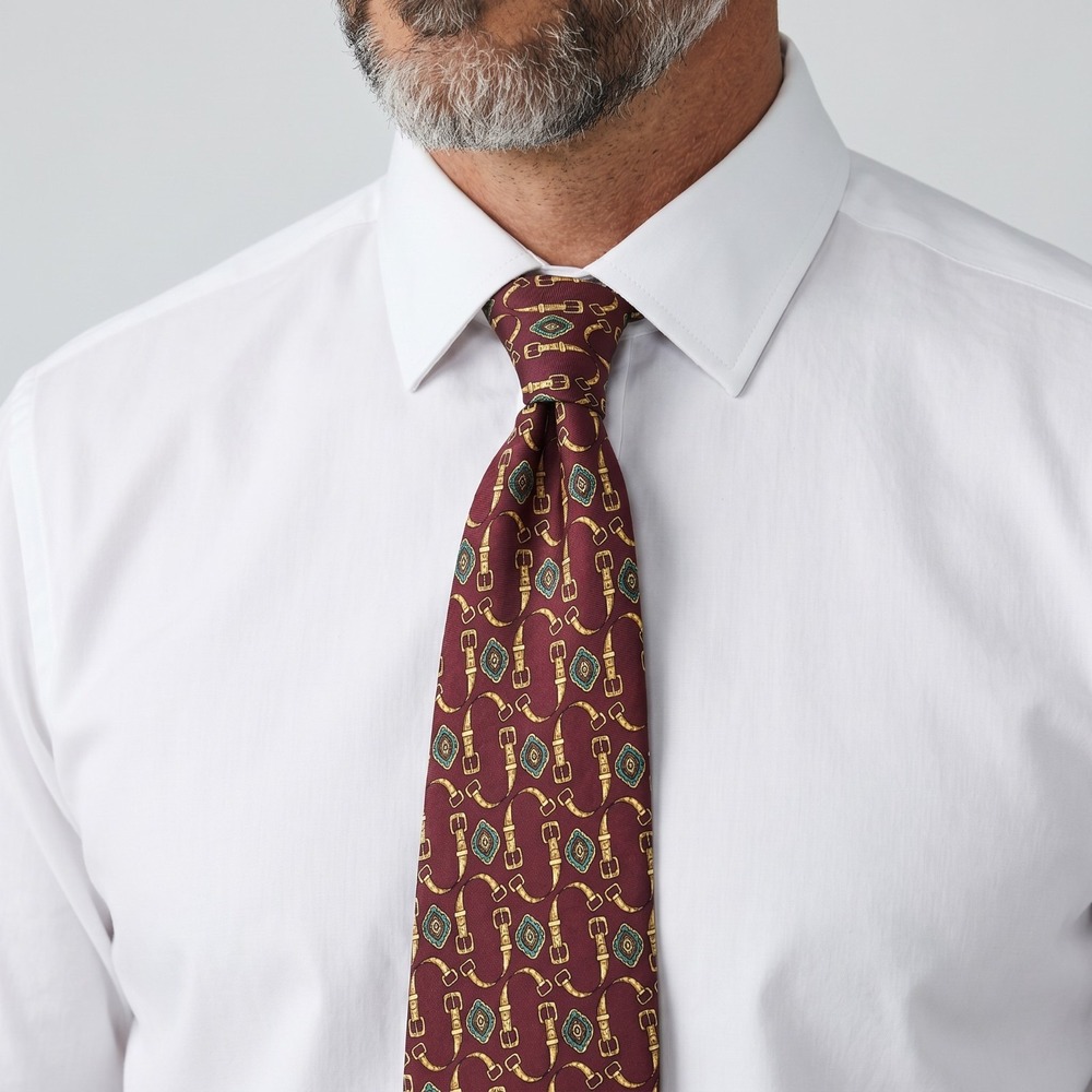 Renato Balestra Silk Tie Mens OS Burgundy Excellent Geometric Italy Extra Long